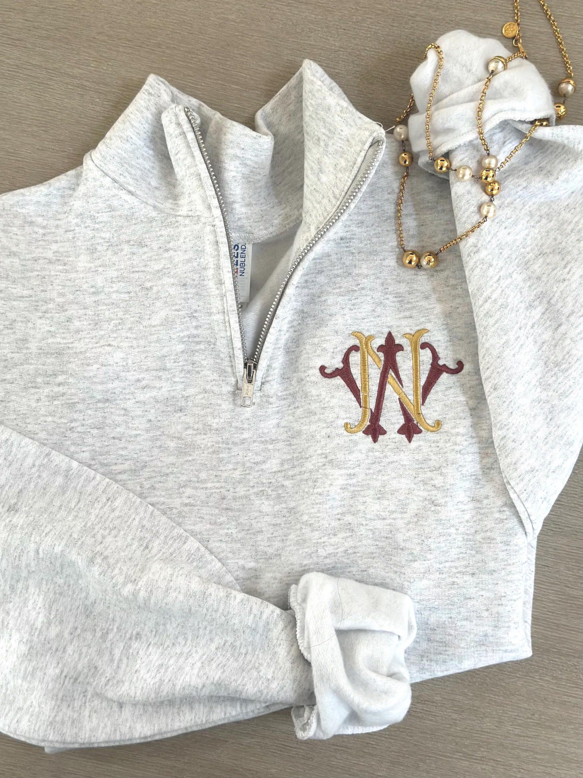 Personalized embroidered monogram quarter-zip