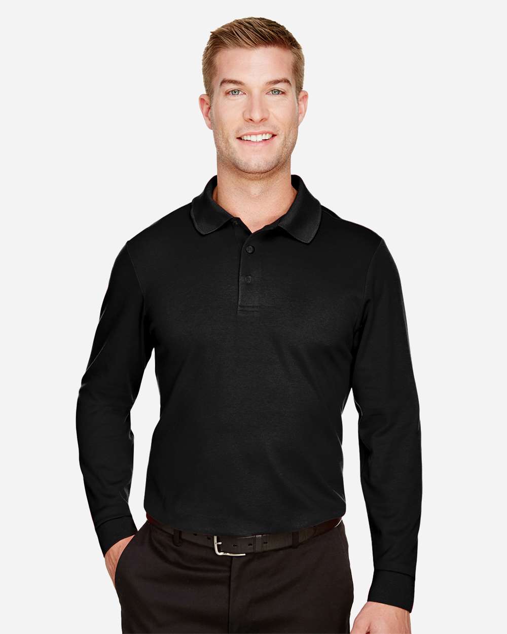 Long sleeve polo – Black