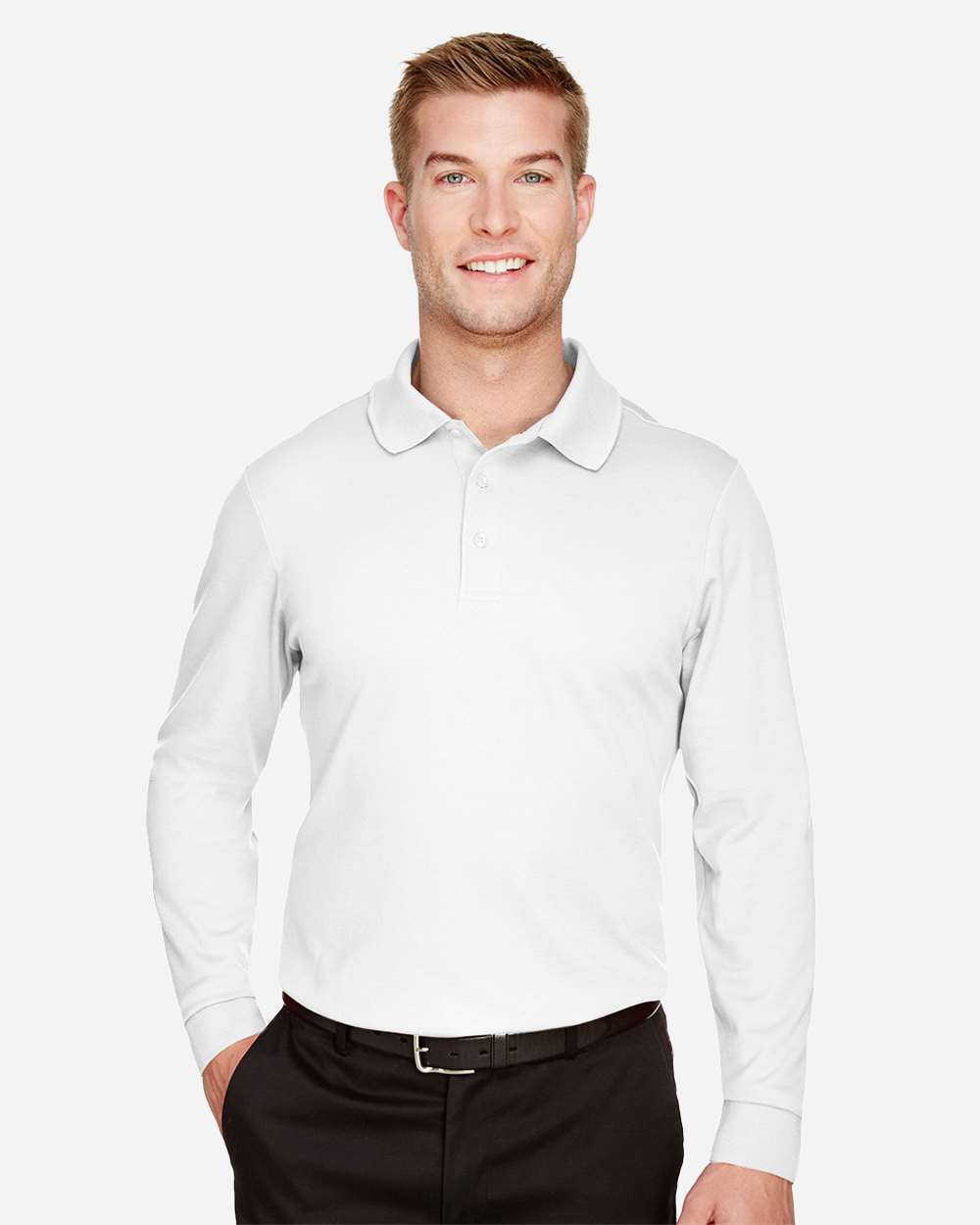 Long sleeve polo – White