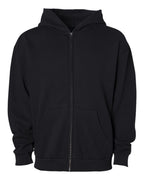 Black heavyweight full-zip hoodie for custom embroidery