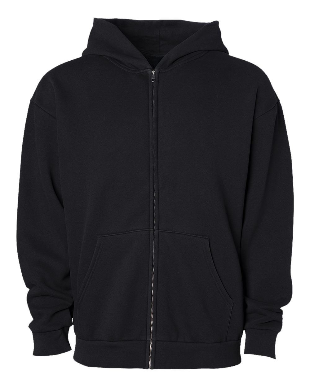 Black heavyweight full-zip hoodie for custom embroidery