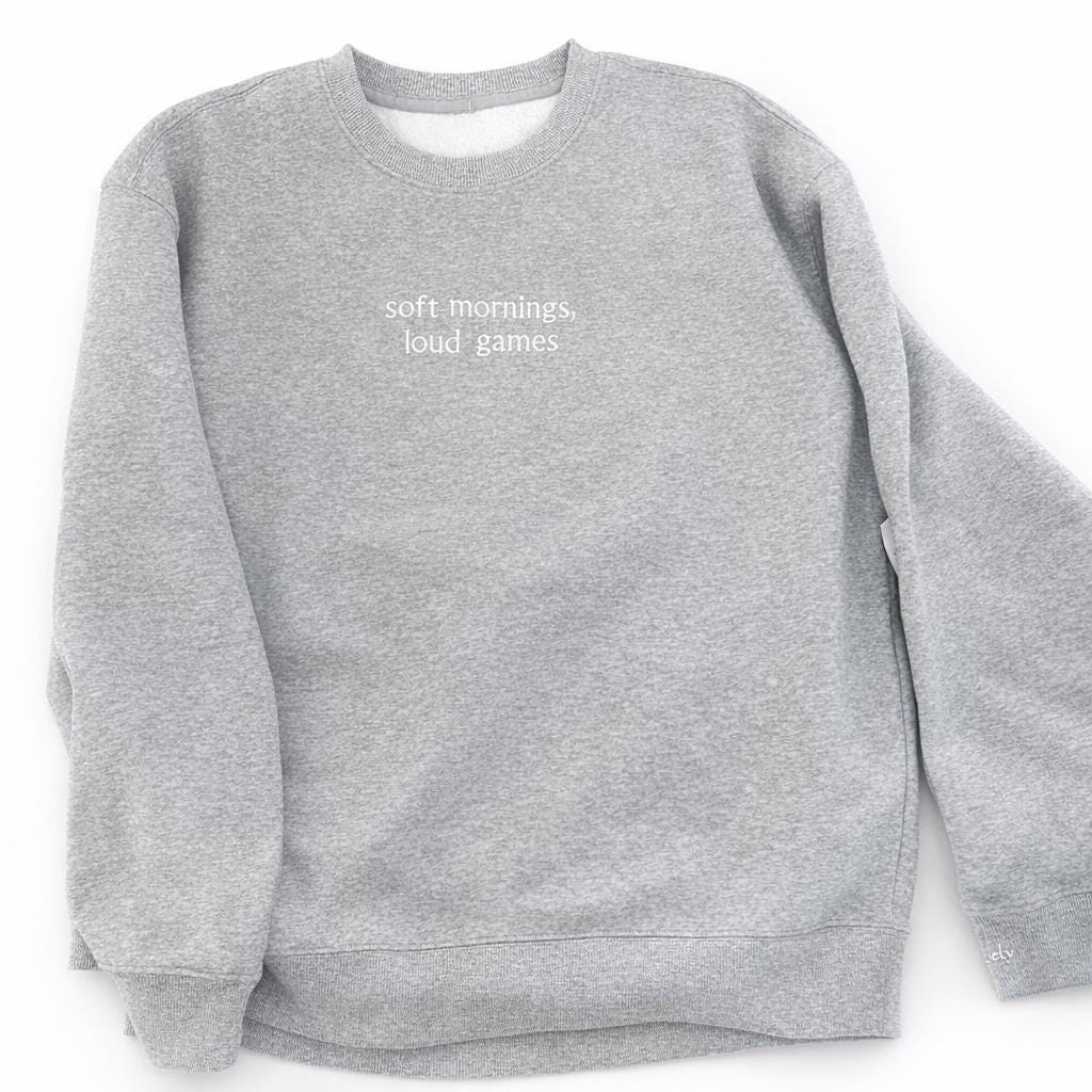 Minimalist Game Day Sweatshirt – Embroidered Women Lifestyle Crewneck – Neutral Sideline Life Outfit