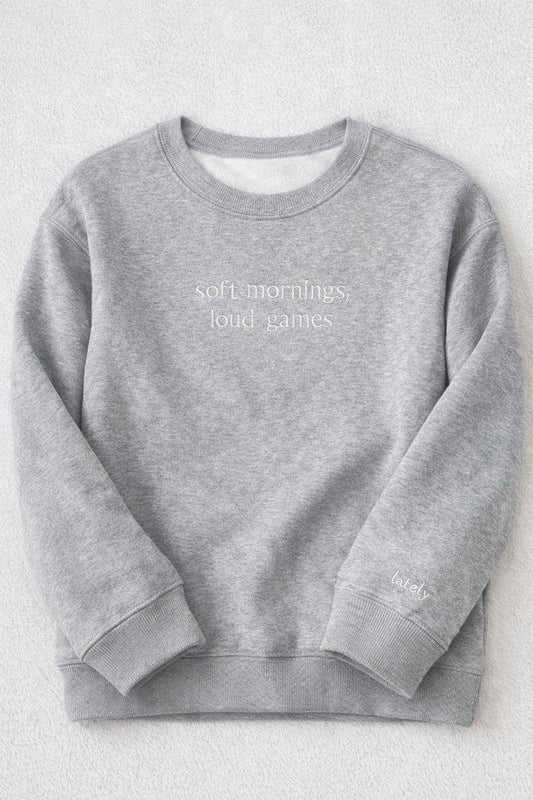 Minimalist Game Day Sweatshirt – Embroidered Women Lifestyle Crewneck – Neutral Sideline Life Outfit