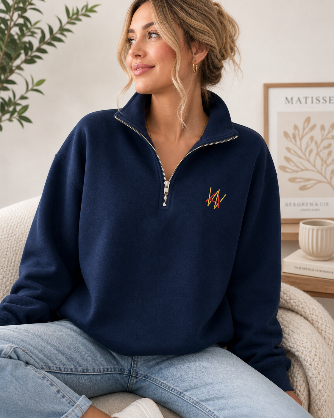 Personalized Initial Quarter-Zip Fleece | Custom Embroidered Pullover
