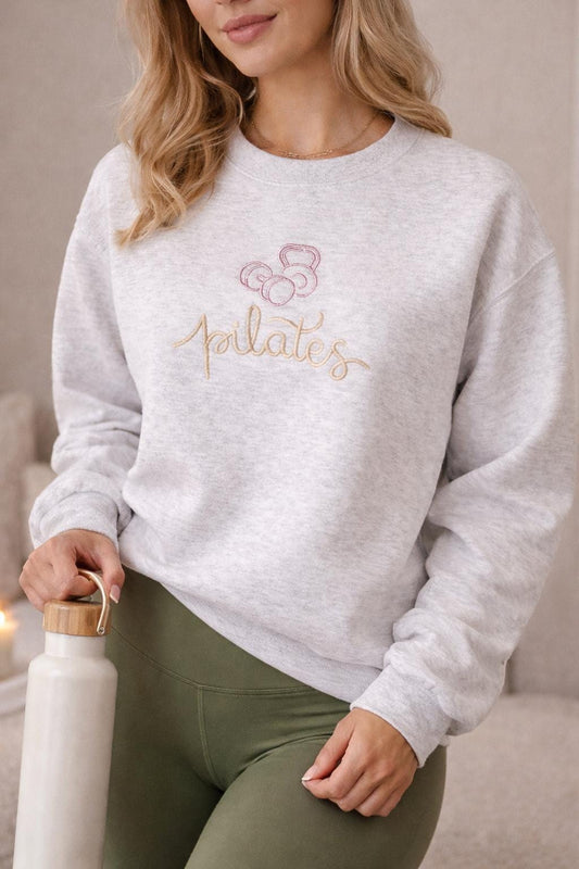 Pilates Sweatshirt Women, Embroidered Pilates Crewneck, Minimalist Fitness Sweater, Pilates Lover Gift, Gym Girl Aesthetic