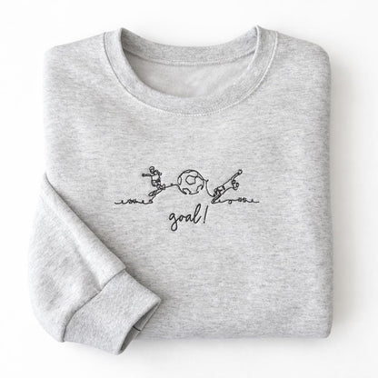 Soccer Mom Sweatshirt, Embroidered Crewneck, Sideline Mom Pullover Minimal Line Art, Sports Gift