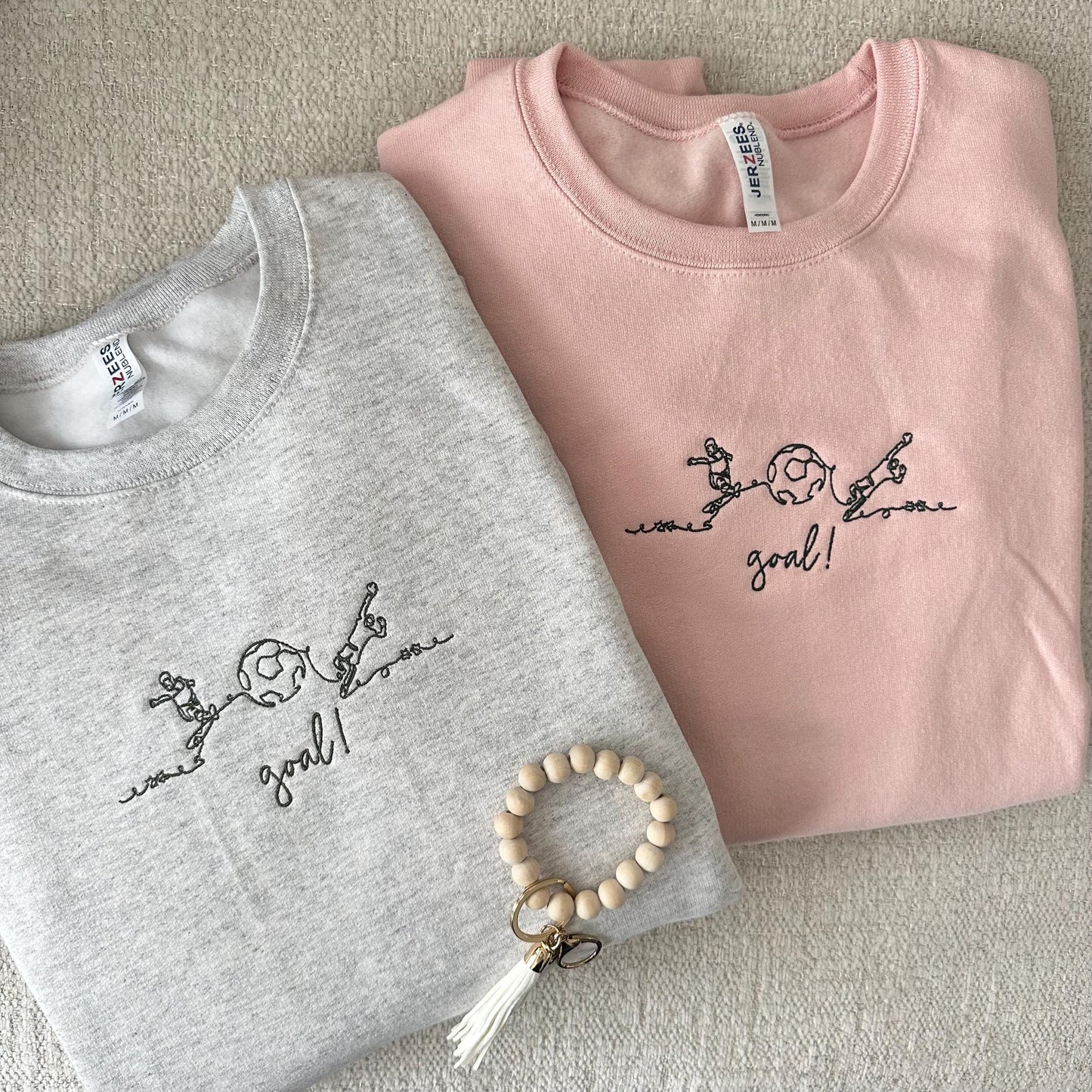 Soccer Mom Sweatshirt, Embroidered Crewneck, Sideline Mom Pullover Minimal Line Art, Sports Gift