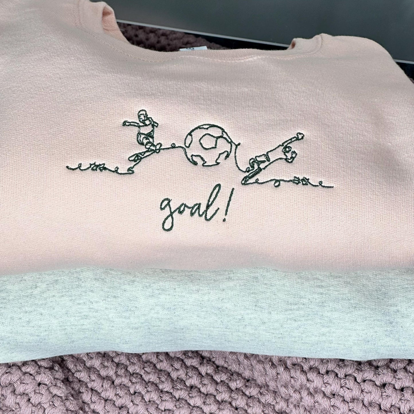 Minimalist Soccer Embroidered Sweatshirt Football Goal Crewneck, Minimal Line Art, Sports Gift