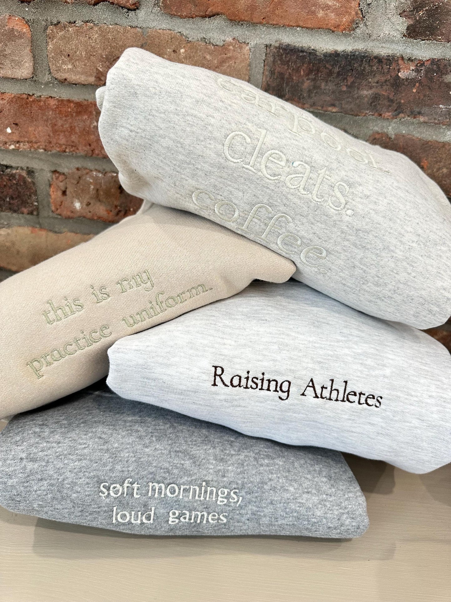 Minimalist Game Day Sweatshirt – Embroidered Women Lifestyle Crewneck – Neutral Sideline Life Outfit