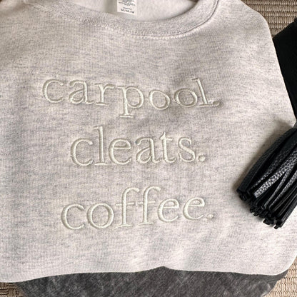 Soccer Mom Sweatshirt, Carpool Cleats Coffee, Sports Mom Crewneck