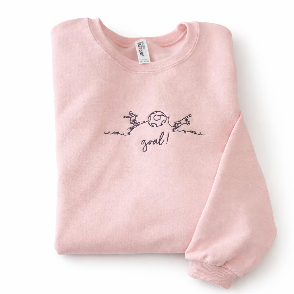 Soccer Mom Sweatshirt, Embroidered Crewneck, Sideline Mom Pullover Minimal Line Art, Sports Gift