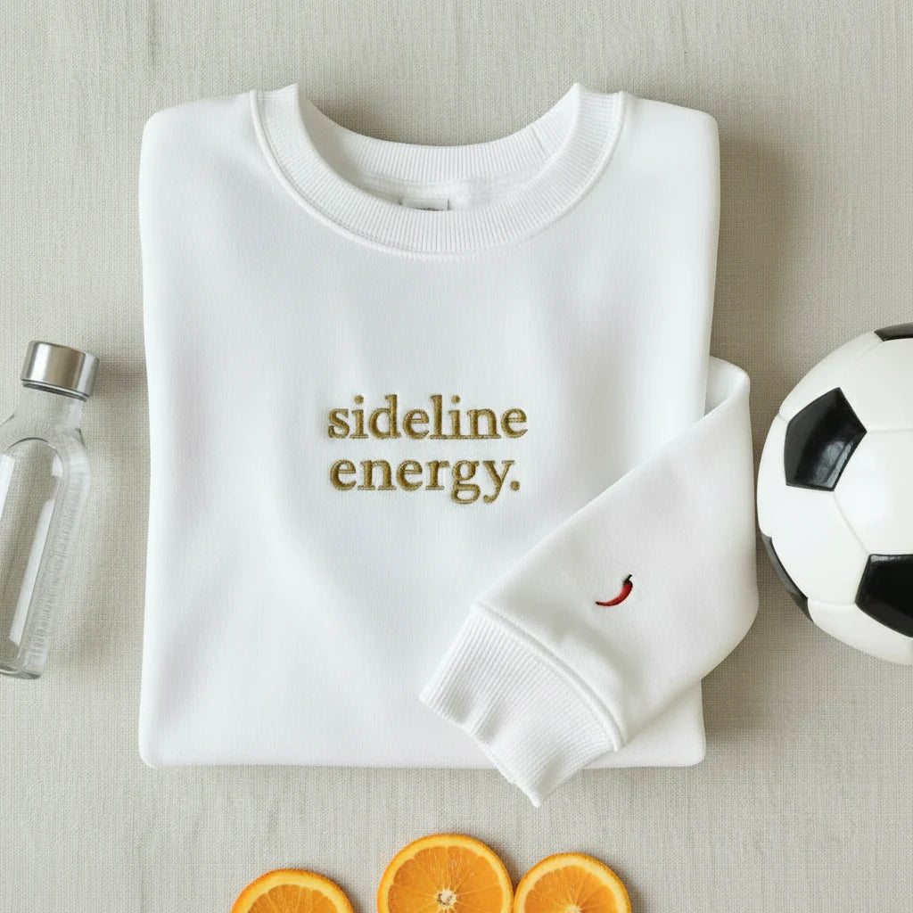 Sideline Energy Embroidered Crewneck Sweatshirt | Custom Sleeve Icon