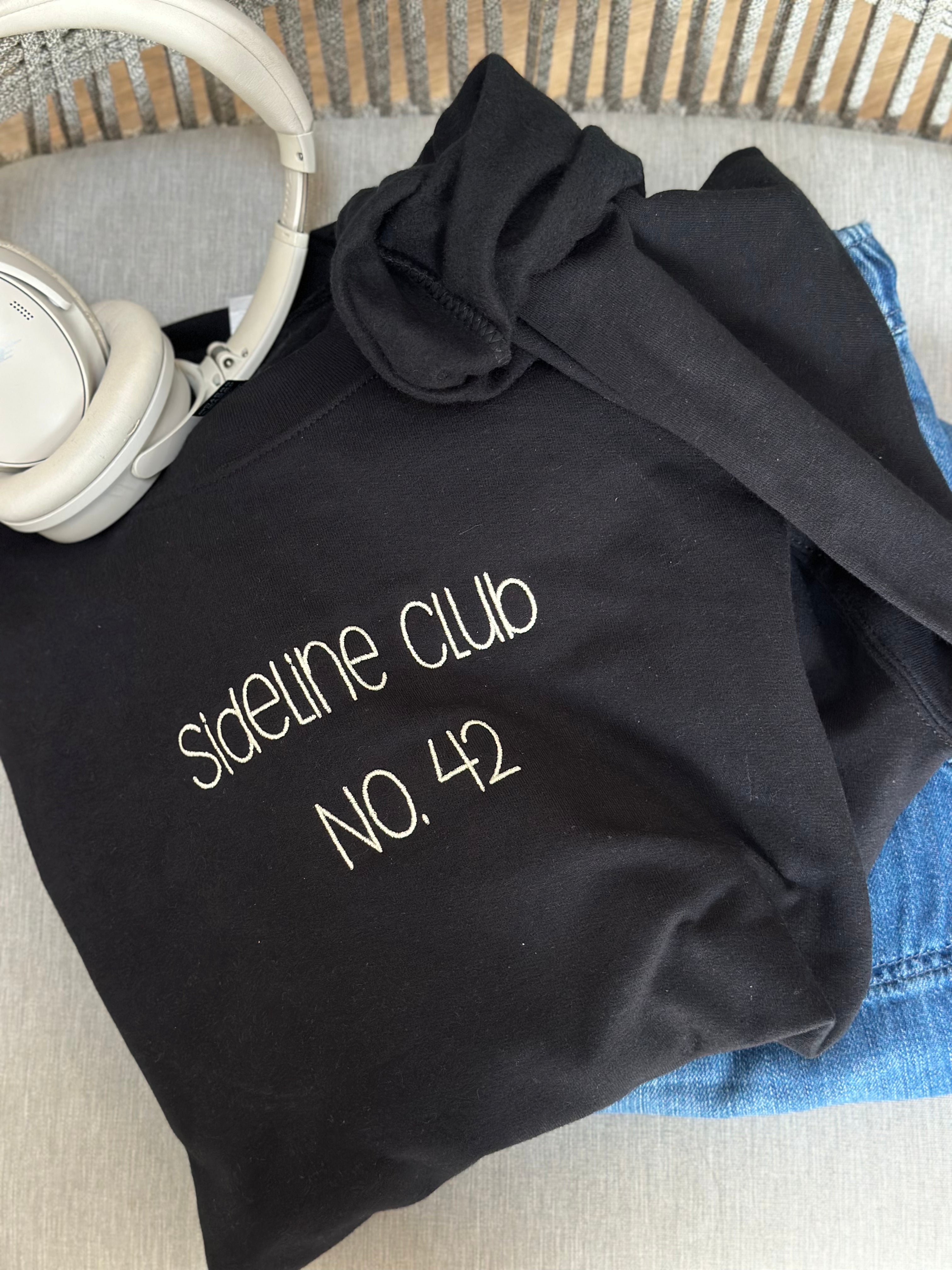 Personalized soccer mom sweatshirt with embroidered player number