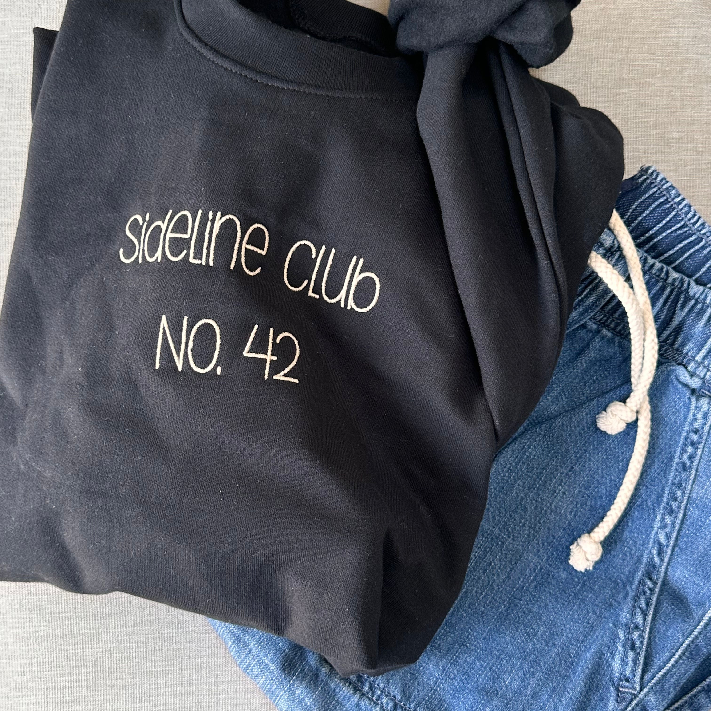 Soccer mom sweatshirt, embroidered name and number detail