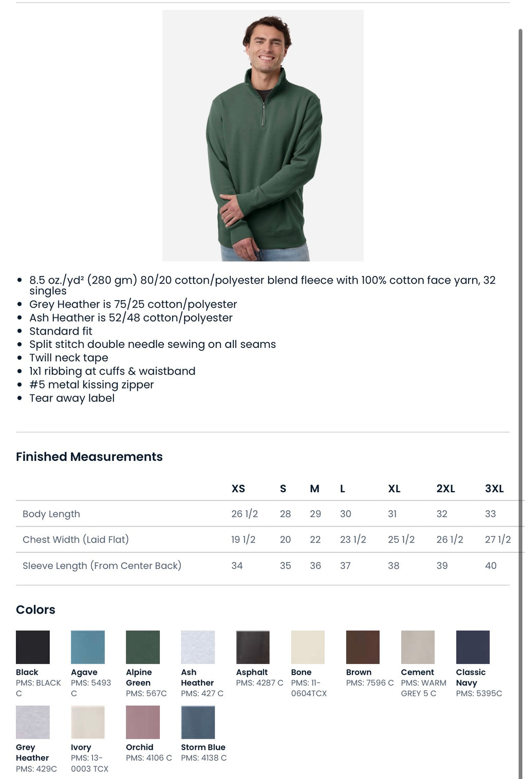 Embroidered quarter-zip pullover