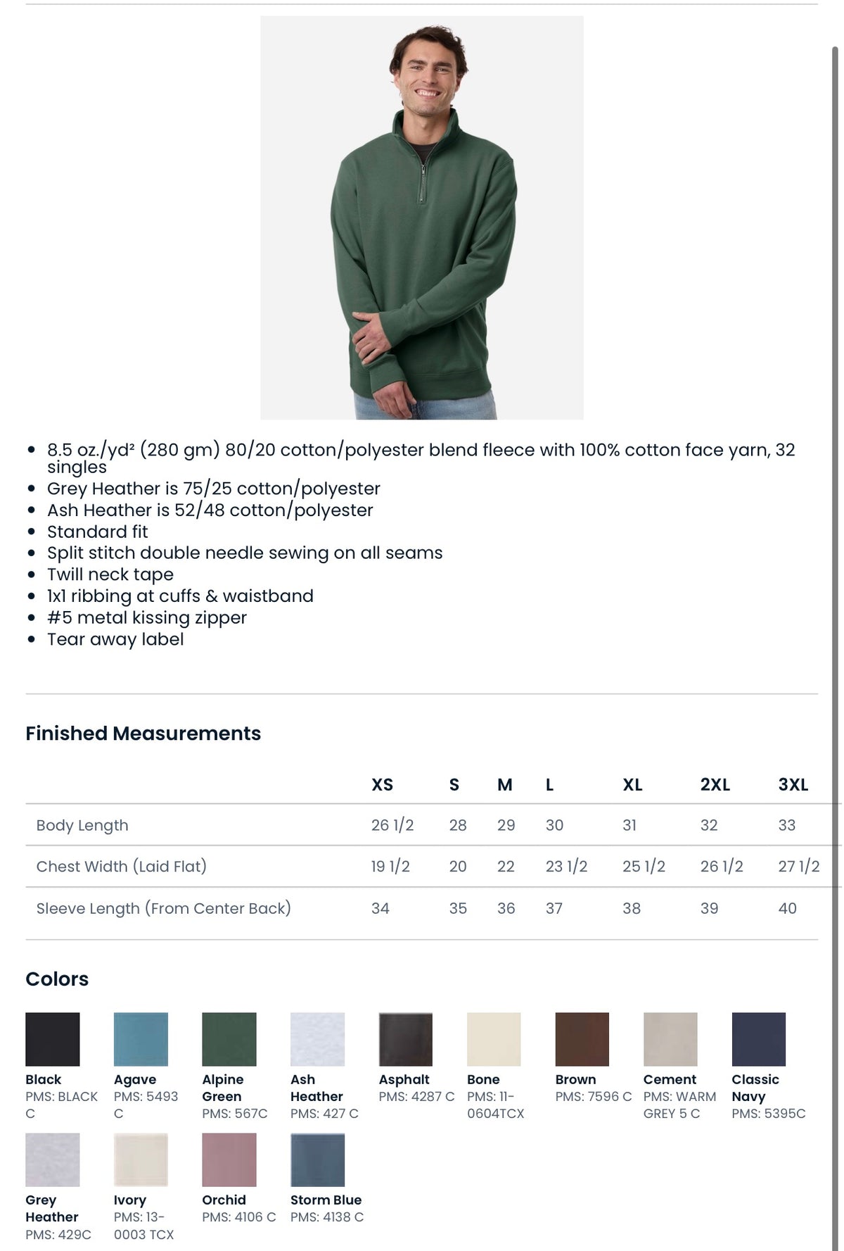 Embroidered quarter-zip pullover