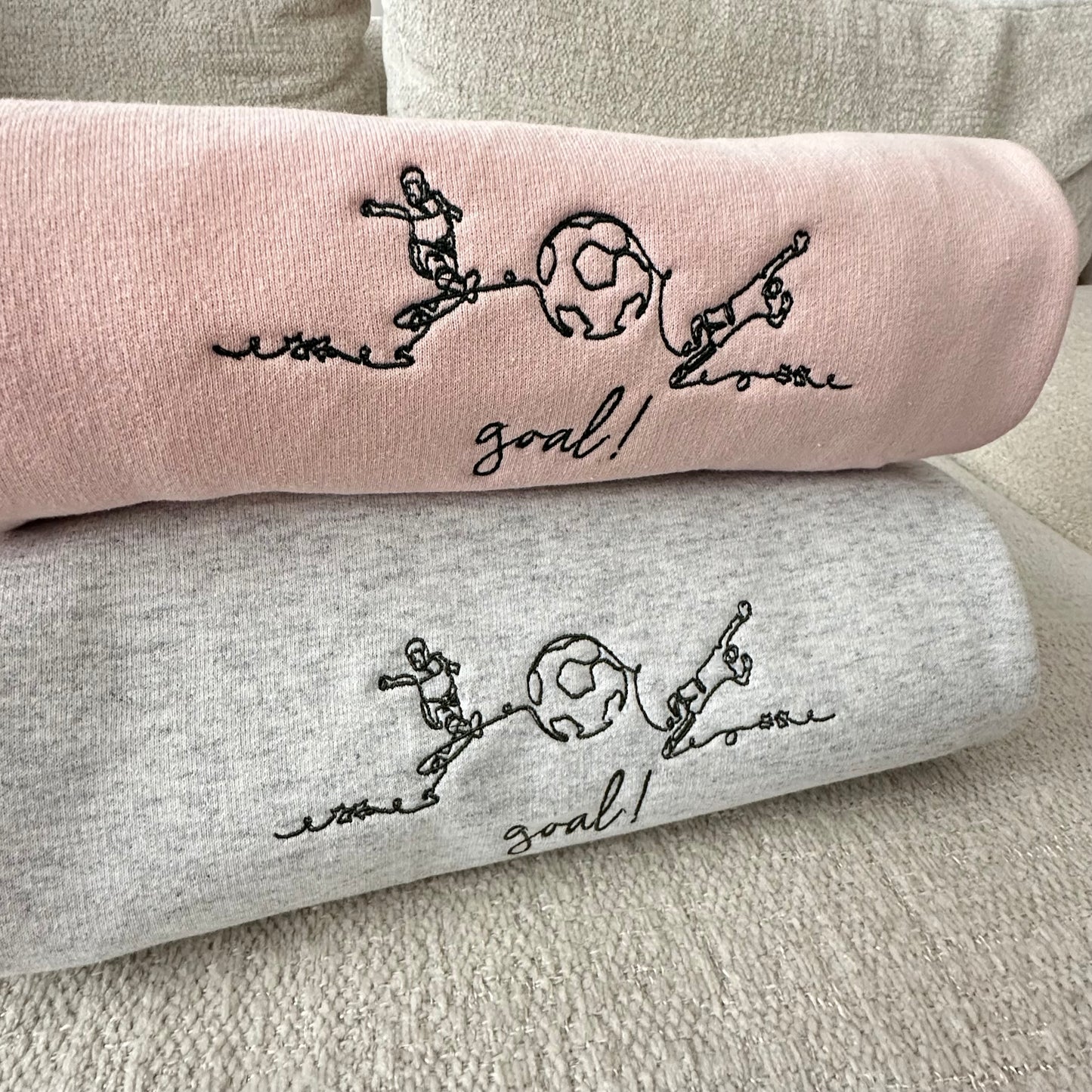 Goal! Embroidered Soccer Sweatshirt – Minimalist Game Day Crewneck