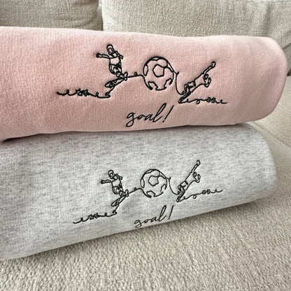 Goal! Embroidered Soccer Sweatshirt – Minimalist Game Day Crewneck
