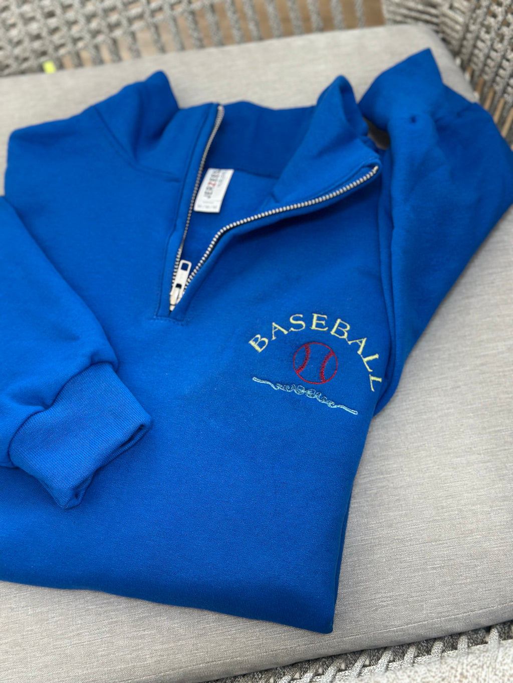 Baseball Half-Zip Sweatshirt — Custom Embroidery