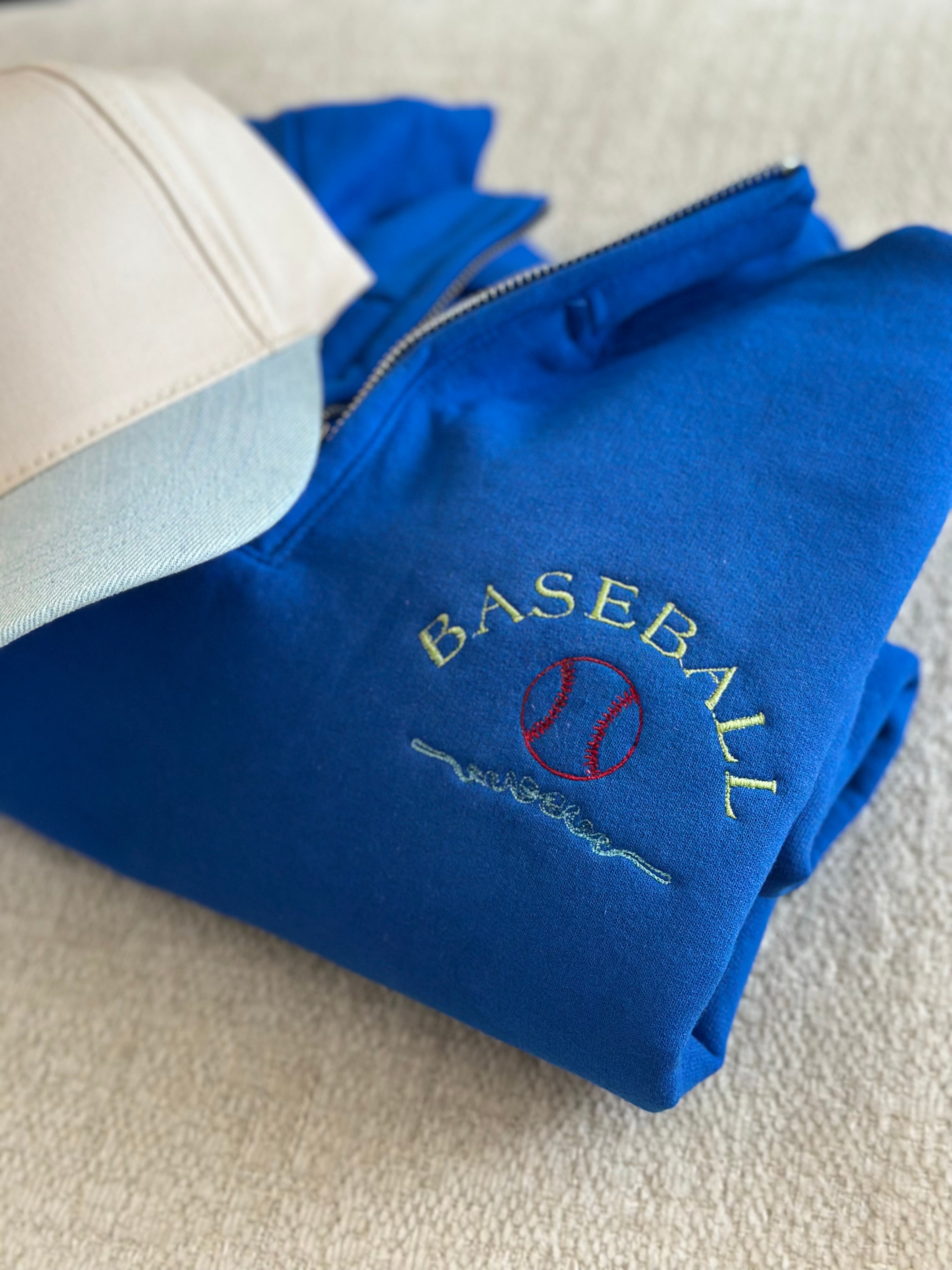 Baseball Half-Zip Sweatshirt — Custom Embroidery