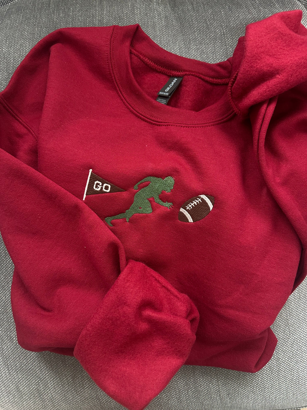 Football Mom Embroidered Crewneck Sweatshirt
