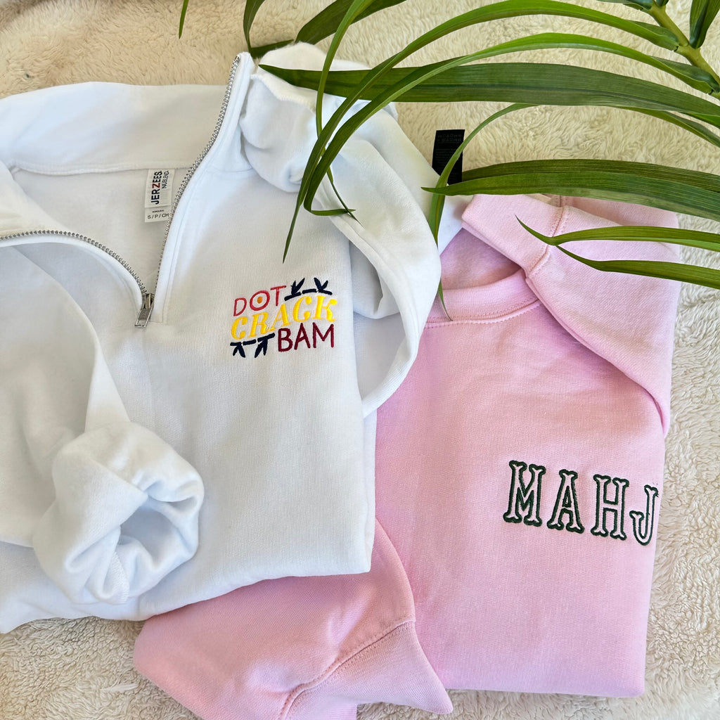 MAHJ Varsity Embroidered Crewneck Sweatshirt | Mah Jongg Gift