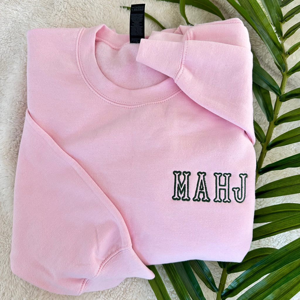 MAHJ Varsity Embroidered Crewneck Sweatshirt | Mah Jongg Gift