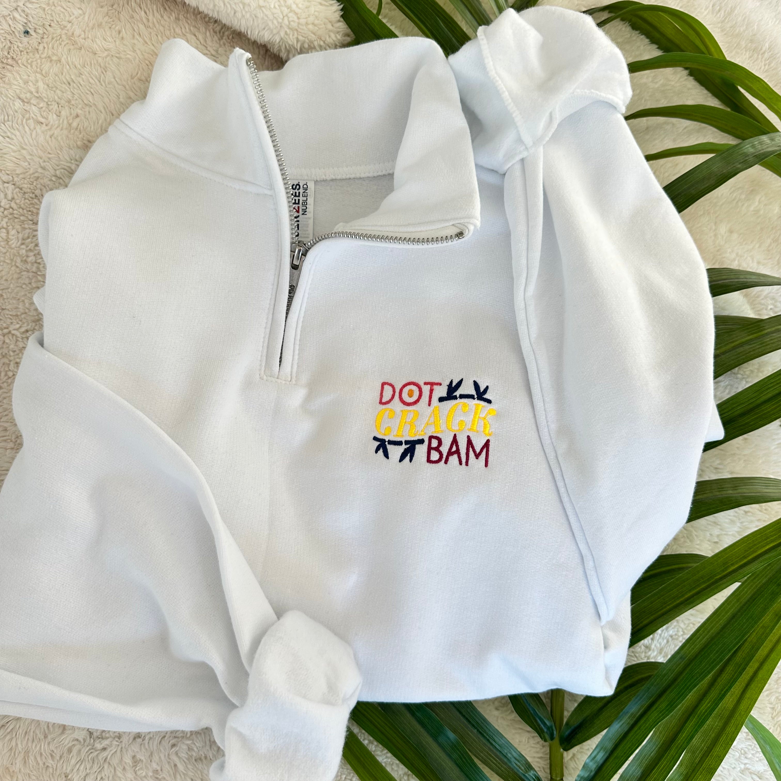 Mahjong Dot Crack Bam Quarter Zip Pullover | Embroidered Gift