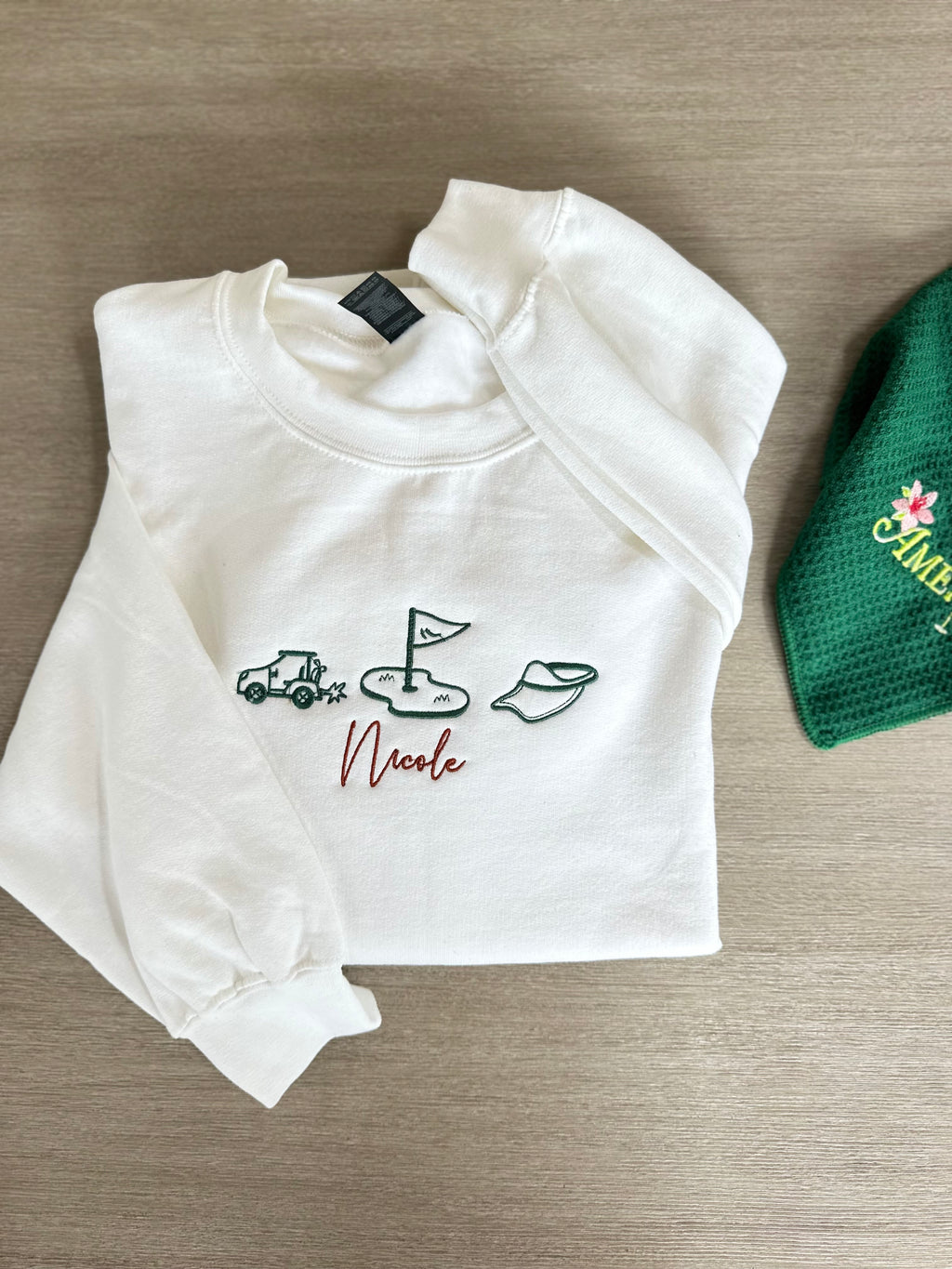 Personalized Golf Crewneck — Embroidered Icons + Custom Name