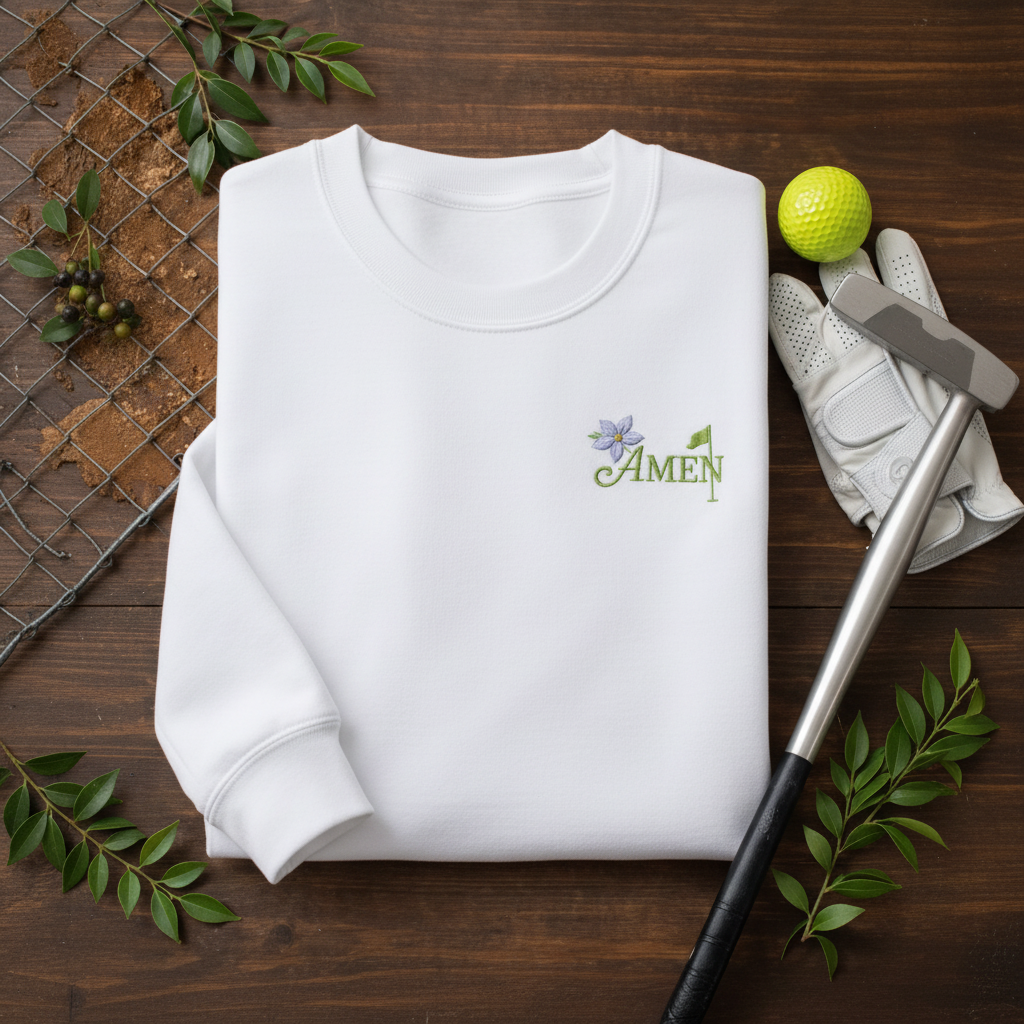 Amen Corner White Crewneck Mockup