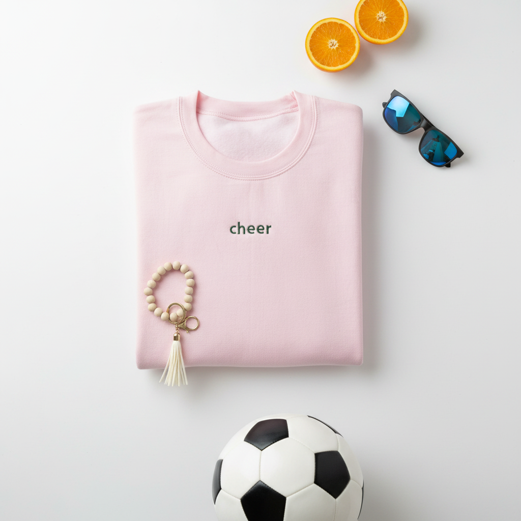 Cheer Sweatshirt Folded Soccer Theme Mockup