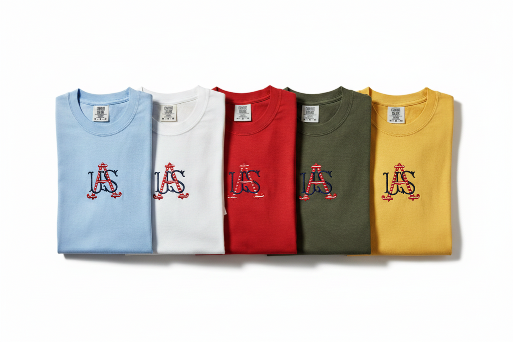 USA Monogram Embroidered Comfort Colors Tee | Patriotic Shirt