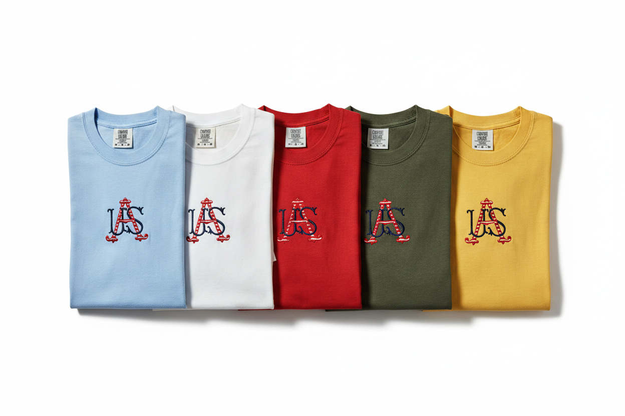 USA Monogram Embroidered Comfort Colors Tee | Patriotic Shirt