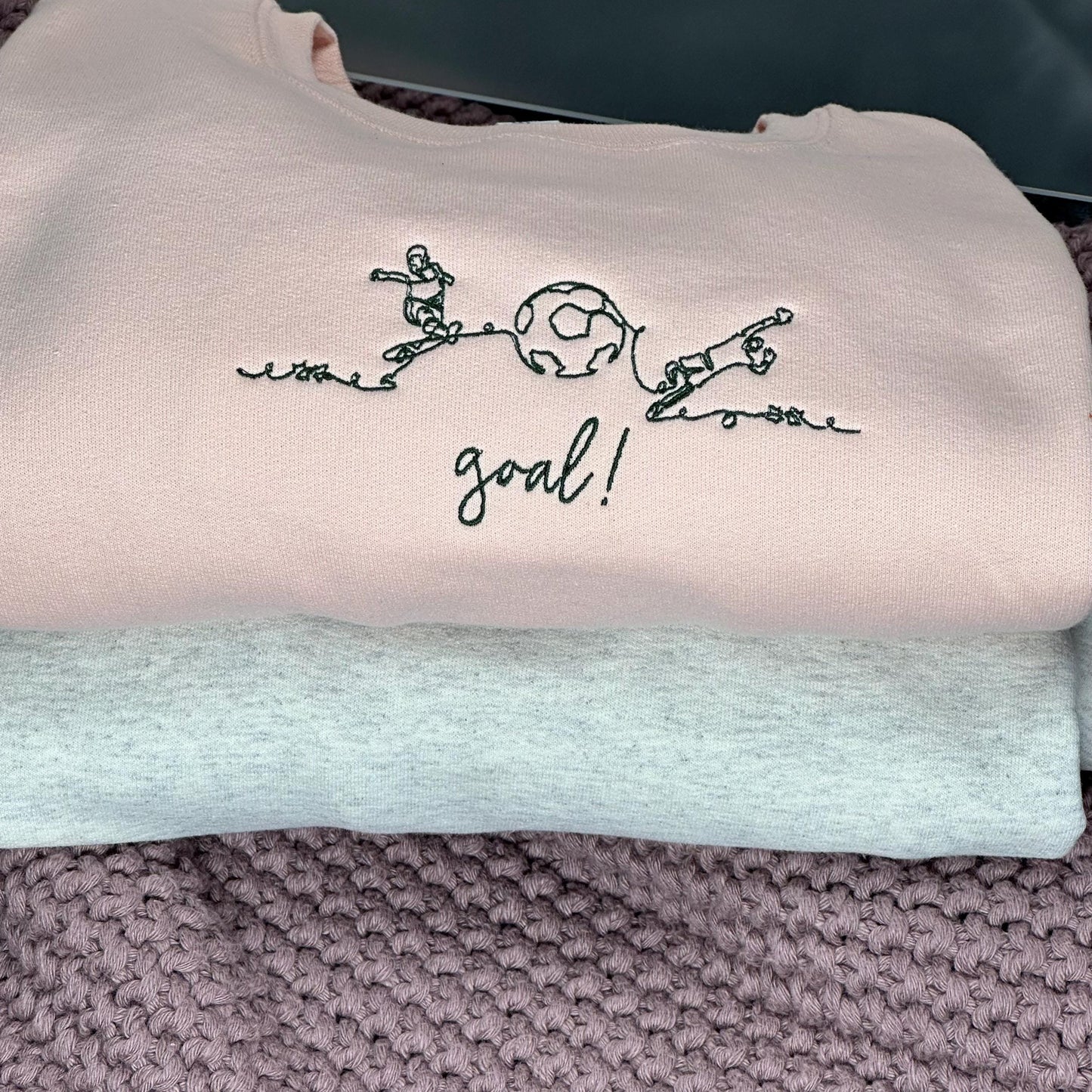 Minimalist Soccer Embroidered Sweatshirt Football Goal Crewneck, Minimal Line Art, Sports Gift