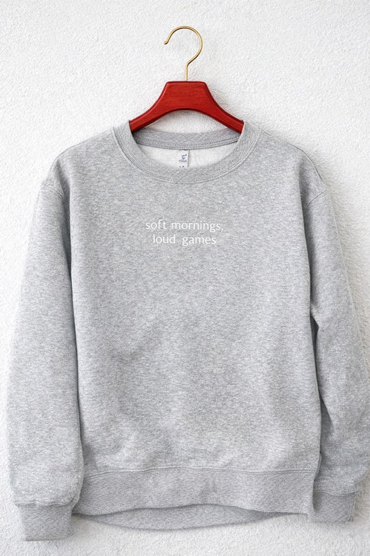 Minimalist Game Day Sweatshirt – Embroidered Women Lifestyle Crewneck – Neutral Sideline Life Outfit