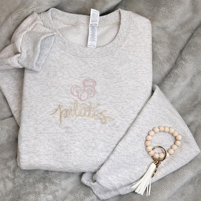 Pilates Sweatshirt Women, Embroidered Pilates Crewneck, Minimalist Fitness Sweater, Pilates Lover Gift, Gym Girl Aesthetic