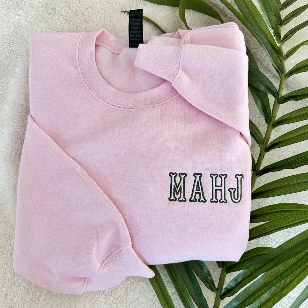 MAHJ Varsity Embroidered Crewneck Sweatshirt | Mah Jongg Gift