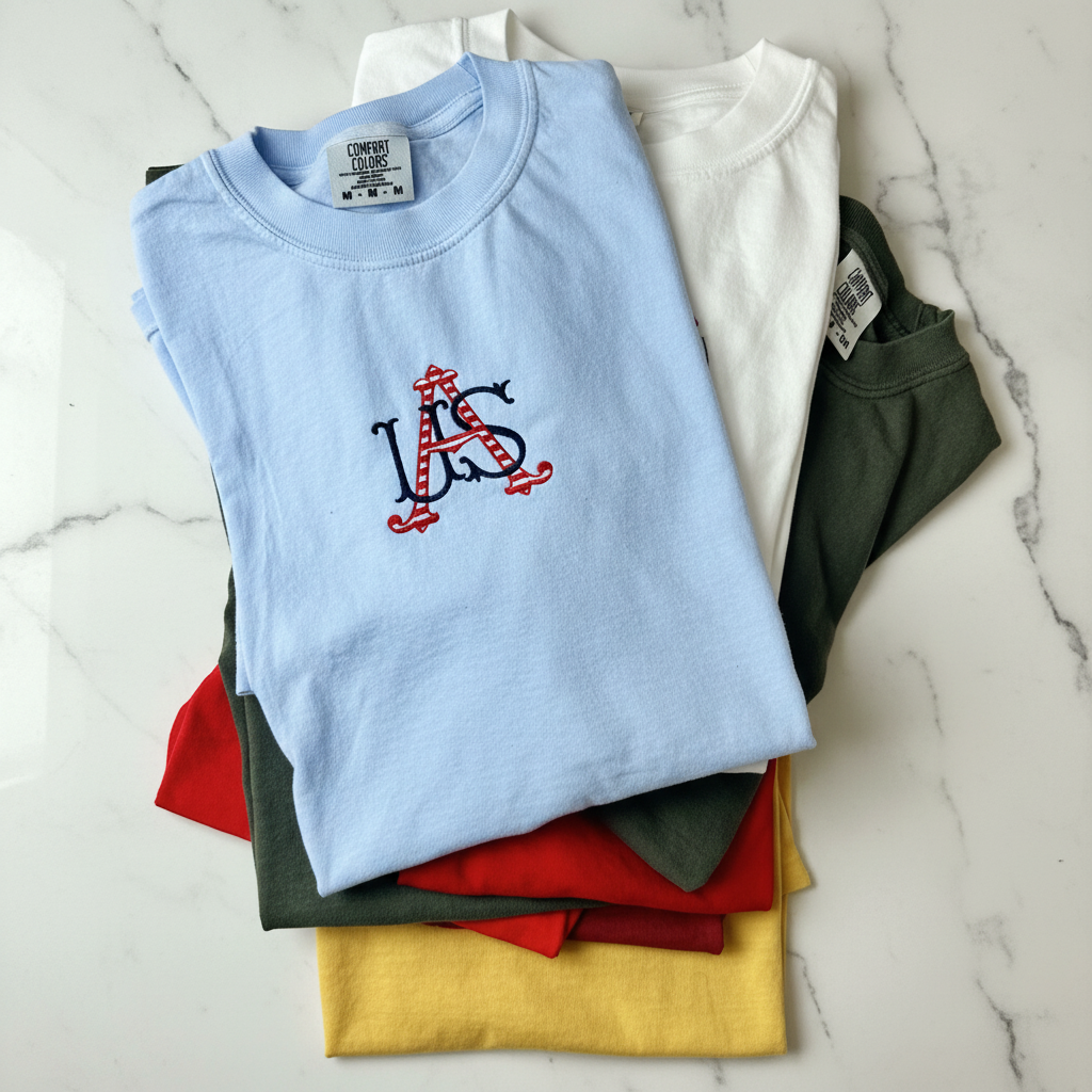USA Monogram Embroidered Comfort Colors Tee | Patriotic Shirt