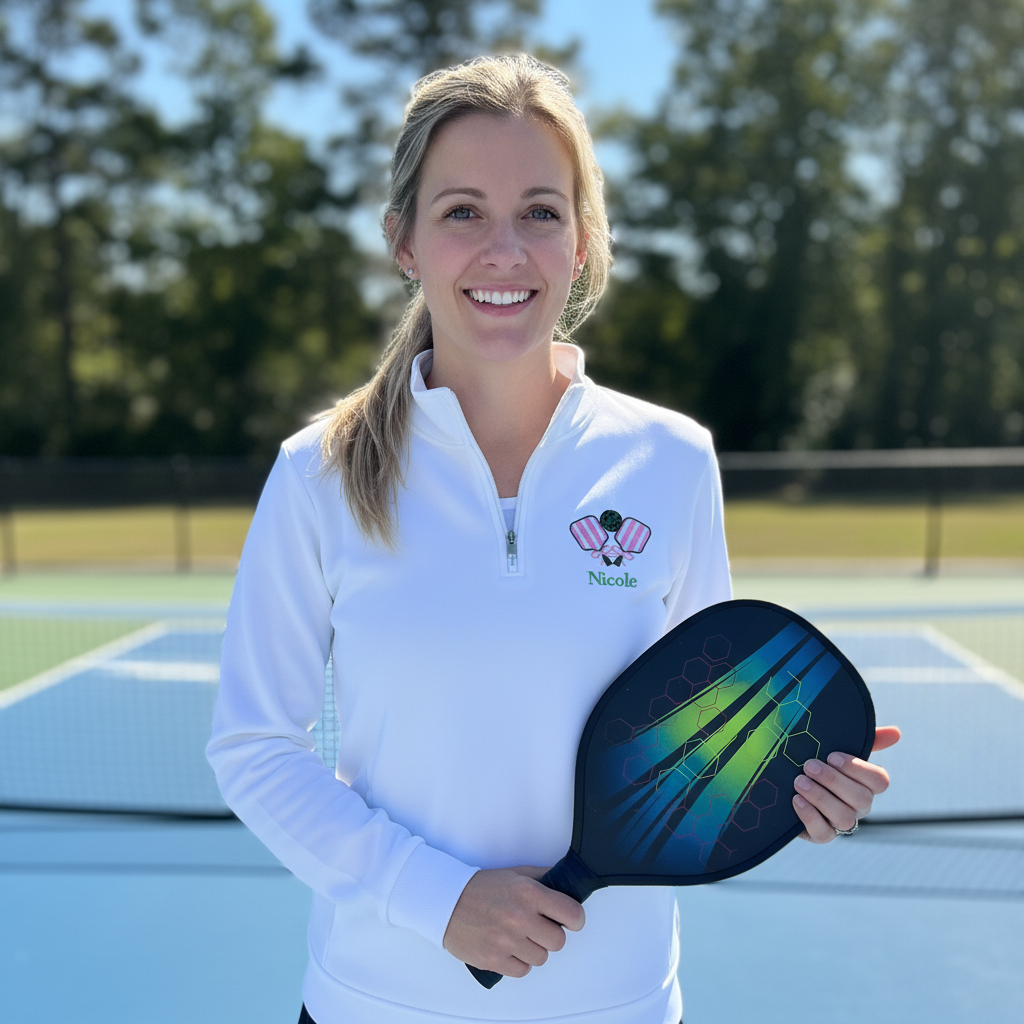 Personalized Pickleball Quarter Zip Pullover | Embroidered Gift