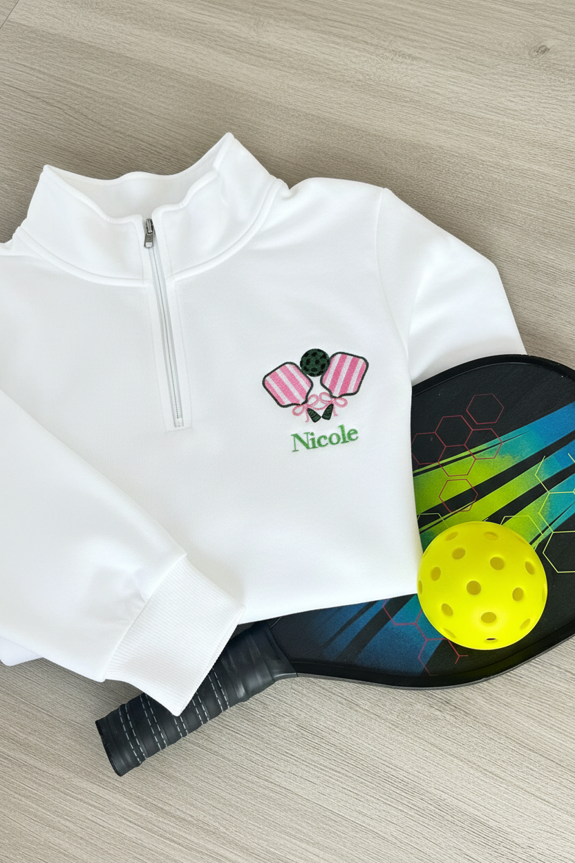 Personalized Pickleball Quarter Zip Pullover | Embroidered Gift