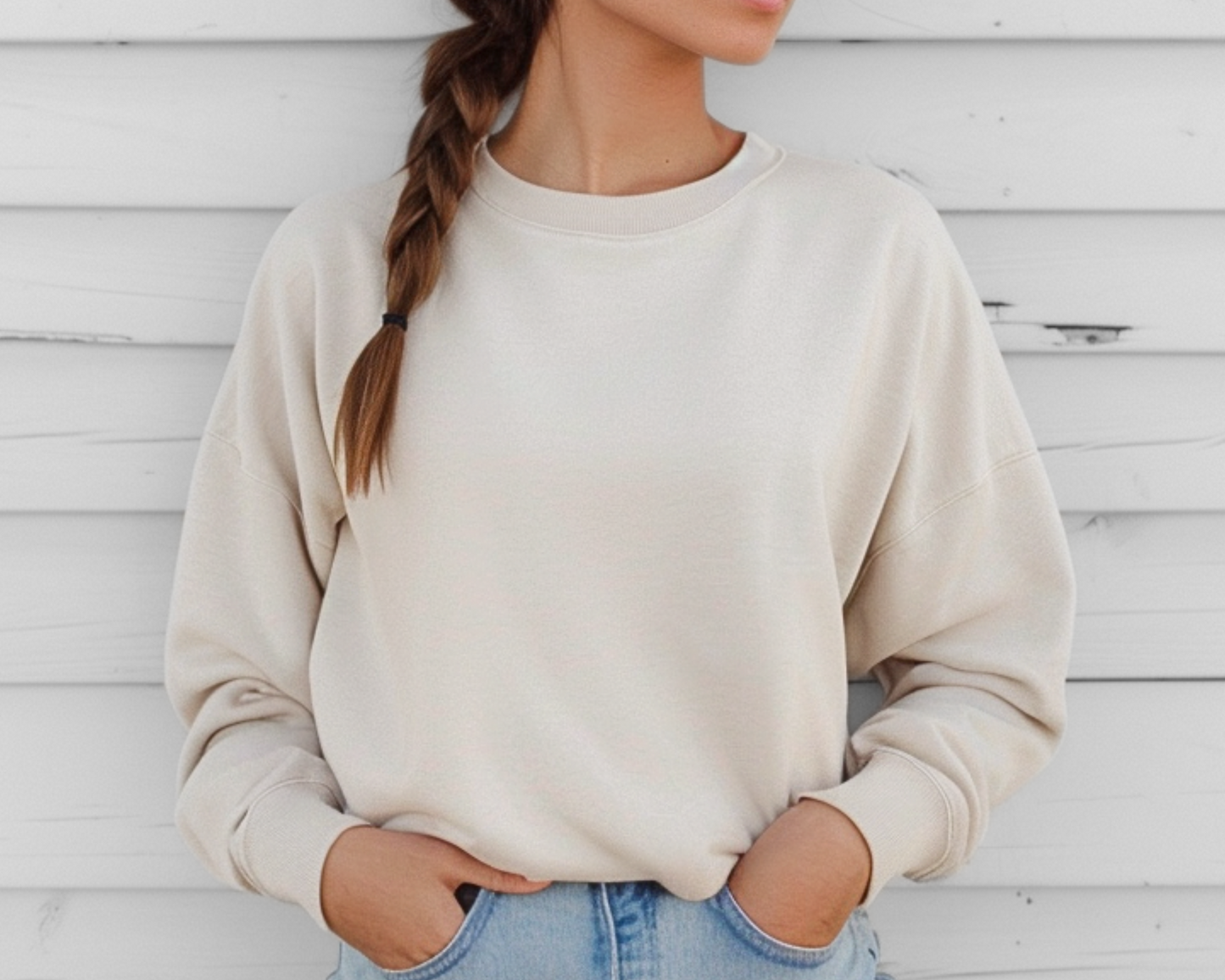 Minimalist Game Day Sweatshirt – Embroidered Women Lifestyle Crewneck – Neutral Sideline Life Outfit
